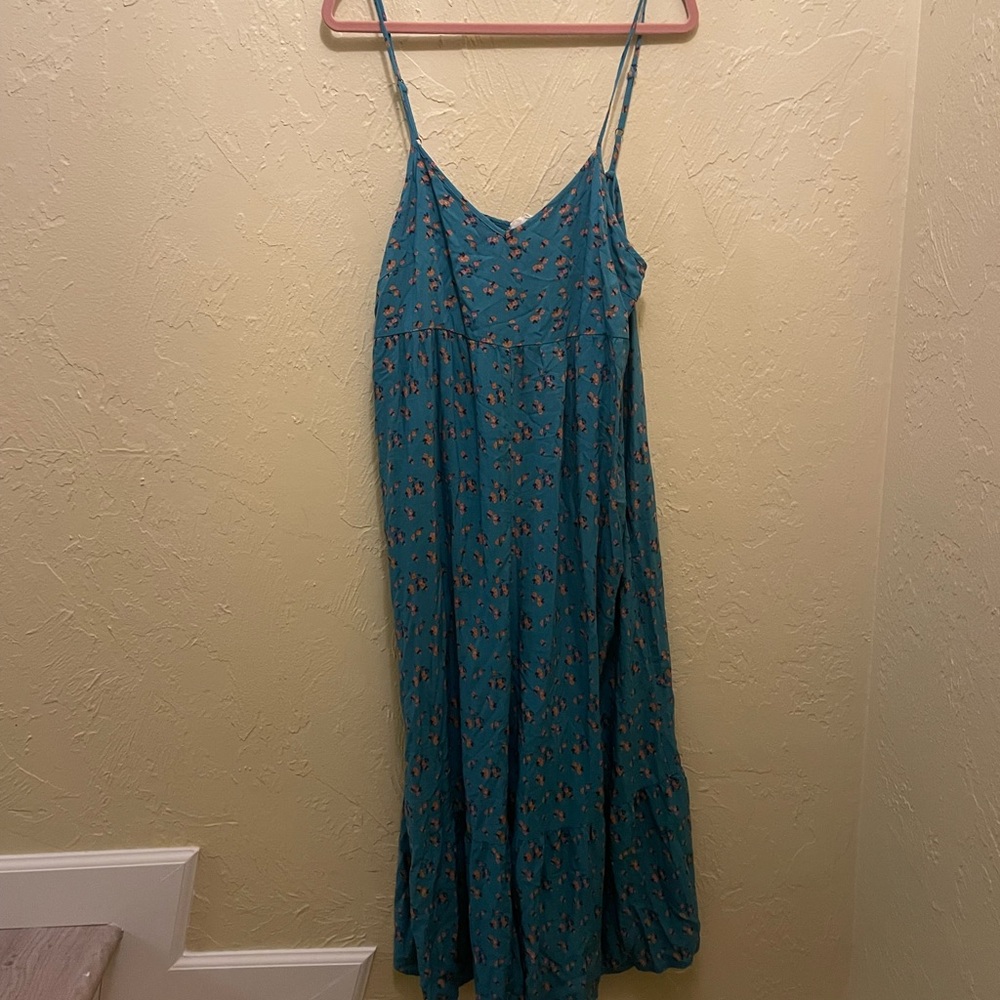 NATURAL LIFE Teal Floral Spaghetti-Strap Maxi jumpsuit